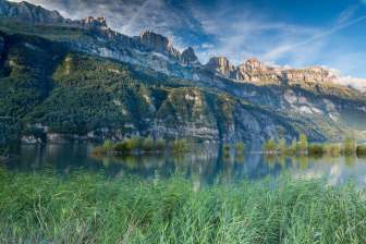 Aussicht, Berge, Bergwelt, Himmel, Schilf, Walensee